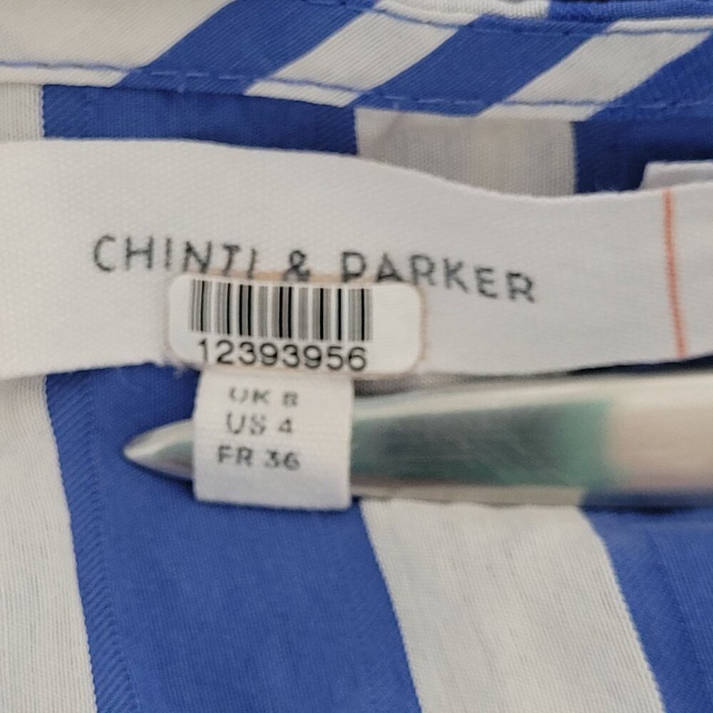 Chinti & Parker Striped Wrap Dress Womens Size 4 Blue/White Tie Waist - Picture 5 of 8